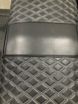 SEAT BOTTOM CUSHION, FRONT, PEAK, BLACK WITH WHITE DIAMOND STITCHING