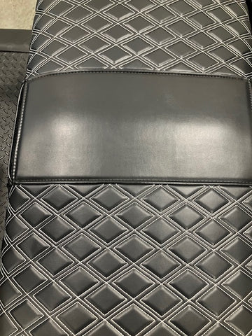SEAT BOTTOM CUSHION, FRONT, PEAK, BLACK WITH WHITE DIAMOND STITCHING